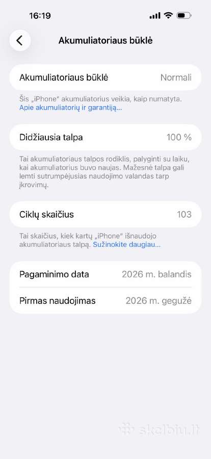 iPhone 17 Pro Max 100% Baterija - nuotraukos Nr. 8