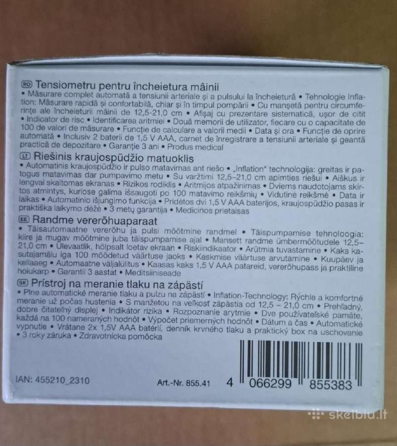 Sanitas Sbc 15. Riešinis kraujospūdžio matuoklis - nuotraukos Nr. 2
