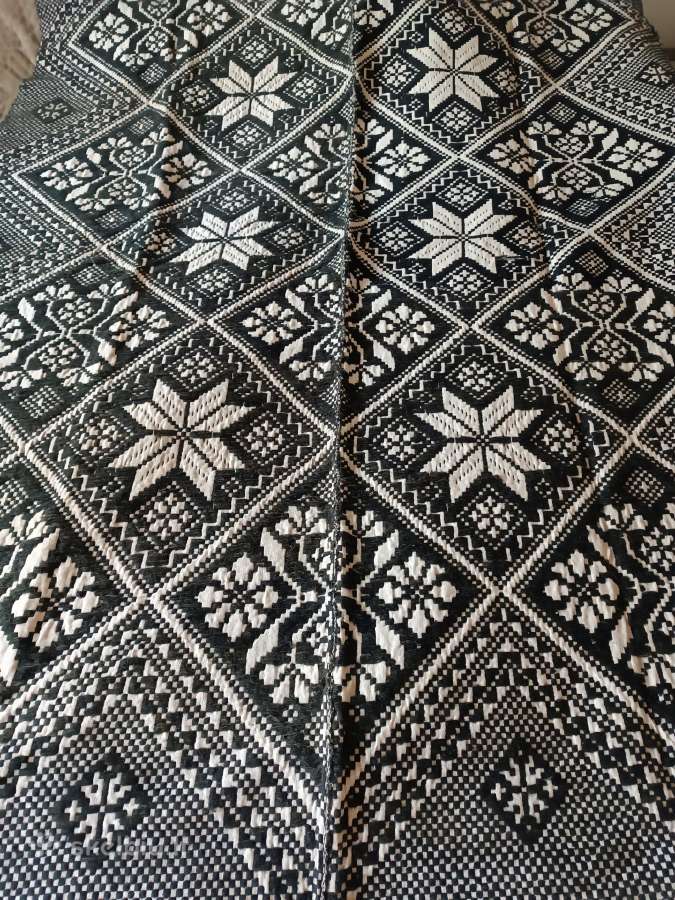 Senovinė rankų darbo lovatiesė su vilna - nuotraukos Nr. 6