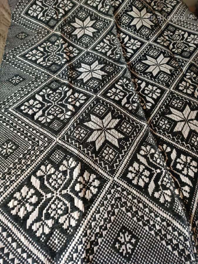 Senovinė rankų darbo lovatiesė su vilna - nuotraukos Nr. 9