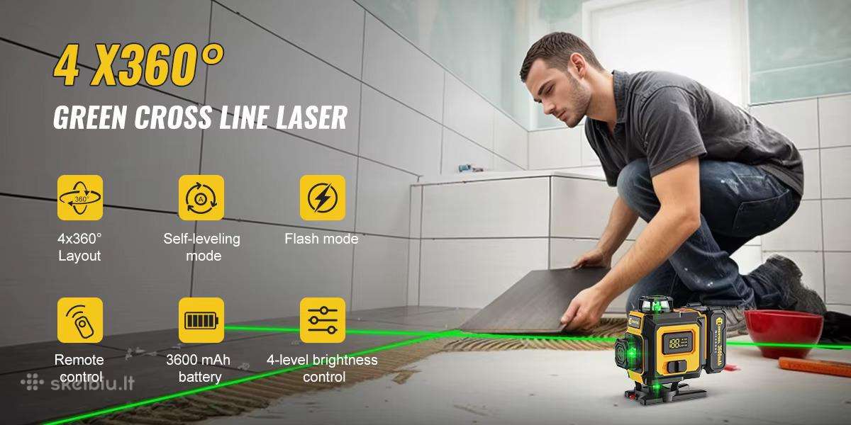 Lazerinis Nivelyras 4d 16 Linijų +trikojis 2 akum - nuotraukos Nr. 8