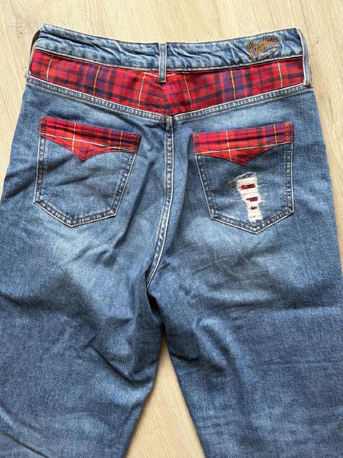 Tommy Hilfiger ripped jeans, tartan patch - nuotraukos Nr. 2