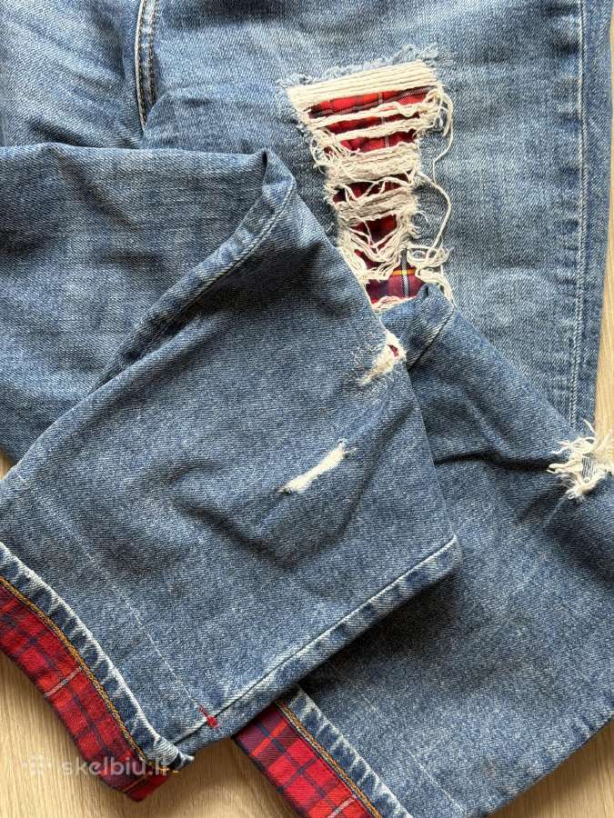 Tommy Hilfiger ripped jeans, tartan patch - nuotraukos Nr. 7
