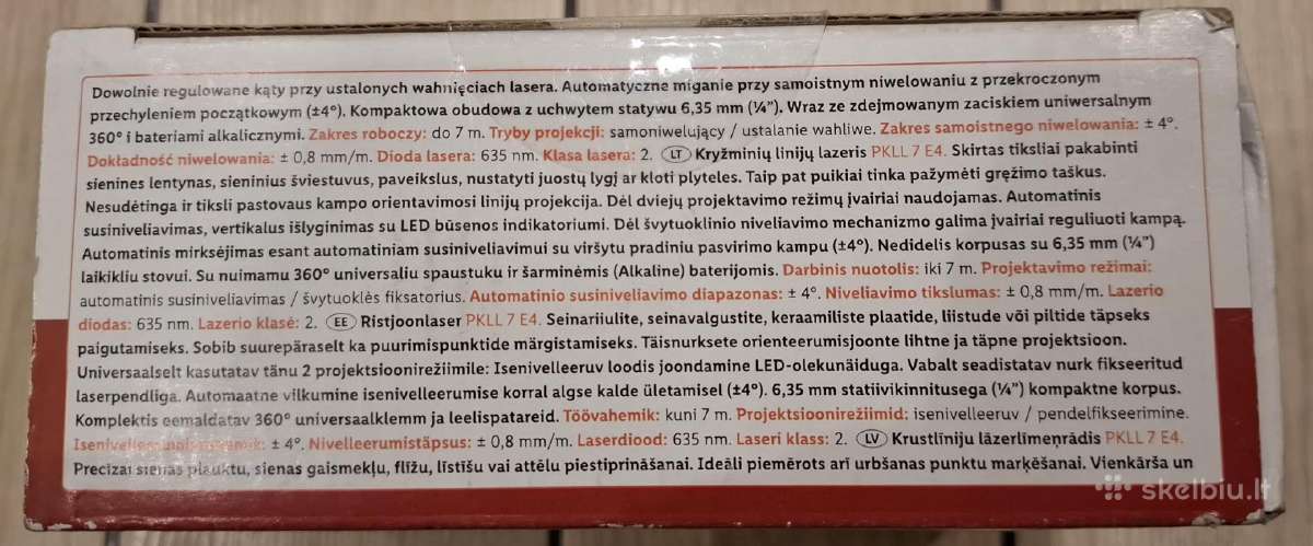 Parkside Pkll 7 E4 kryžminių linijų lazeris - nuotraukos Nr. 3
