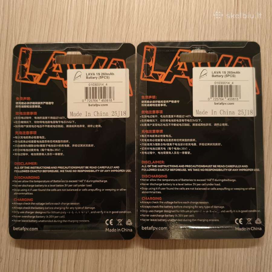 Betafpv Lava Lihv 1s 260mah baterijos whoop fpv. - nuotraukos Nr. 2