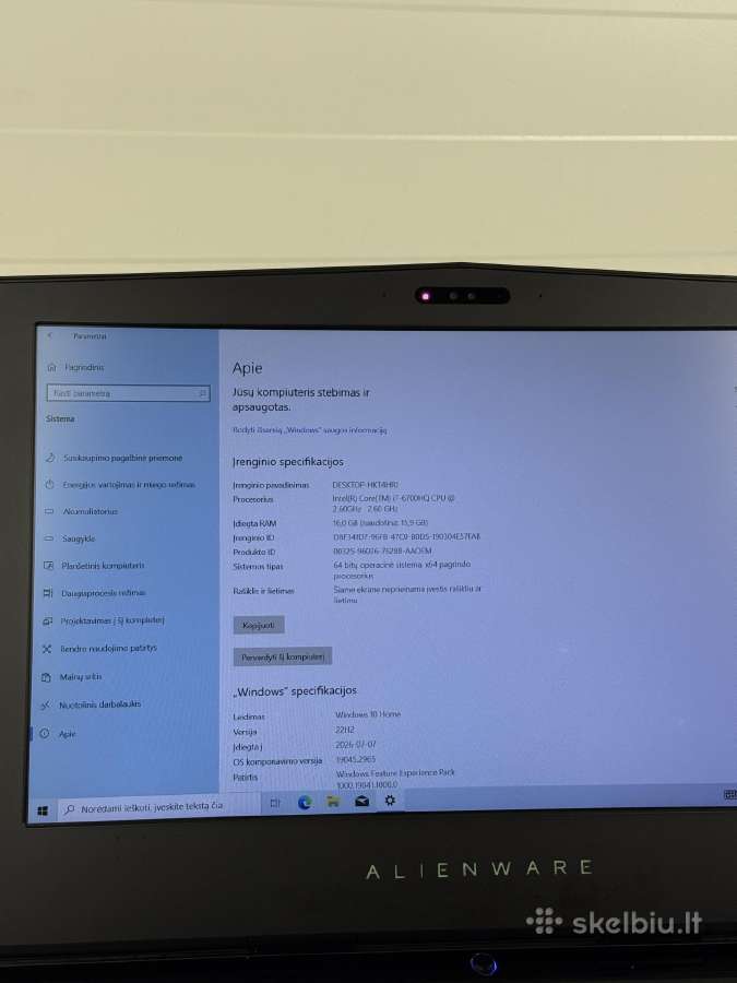 Alienware 15 R3 Gtx 1060 I7 6700hq 16gb RAM 1,5tb - nuotraukos Nr. 5