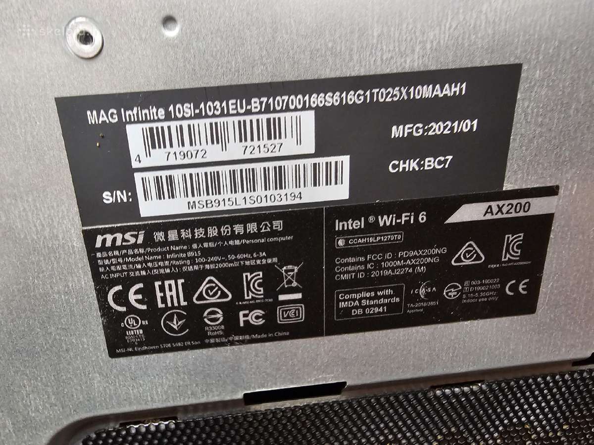 Msi Mag Infinite 10si i7-10700 Gtx1660 Super 6gb - nuotraukos Nr. 6