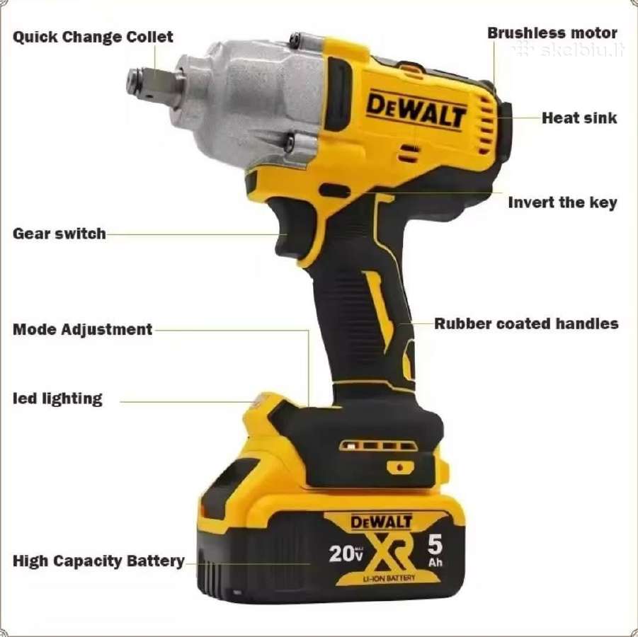 Dewalt Dcf892 20v Smūginis Suktuvas 1/2" - nuotraukos Nr. 3