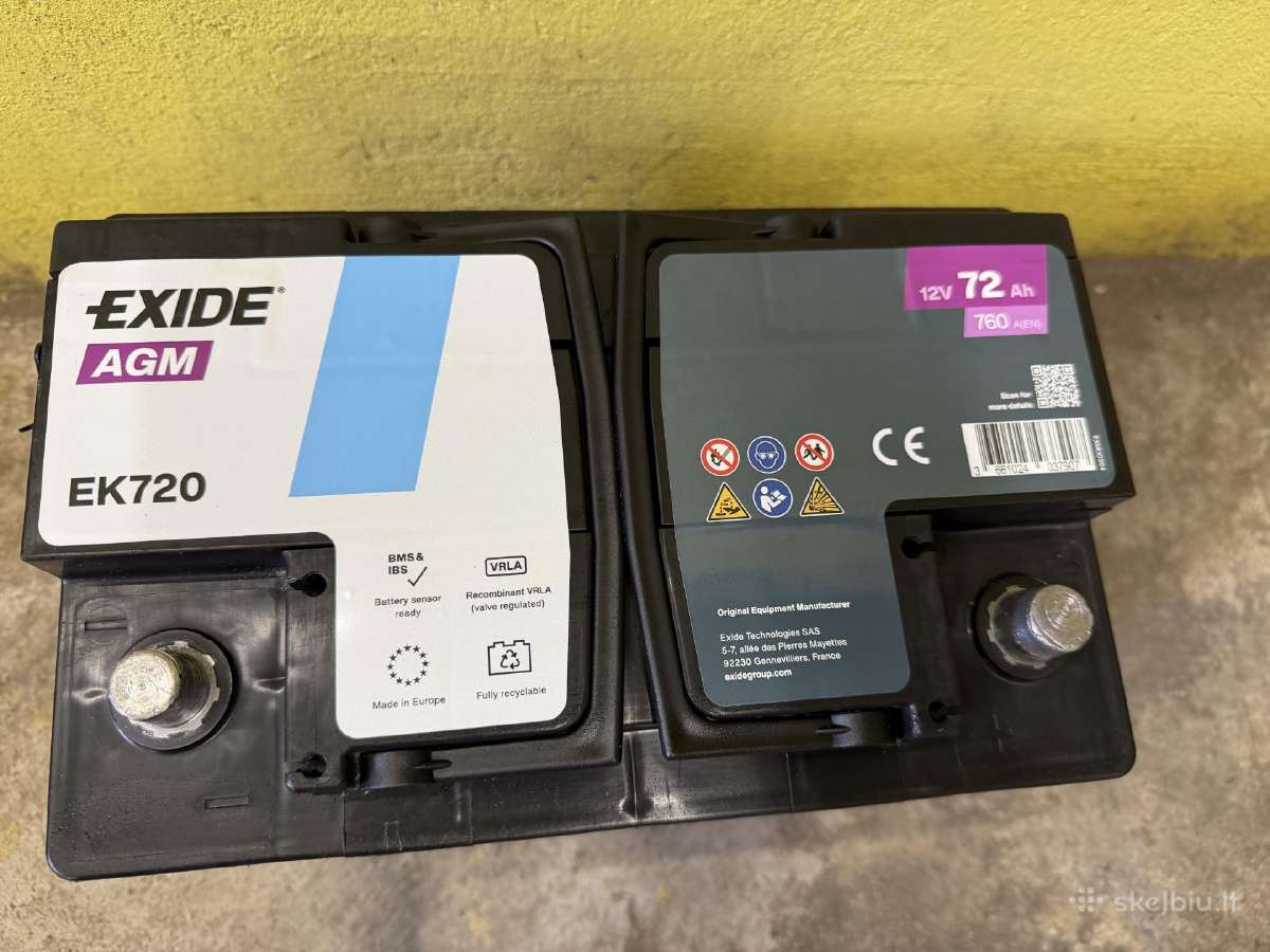 Exide Agm 12v 72ah 760a(en) akumuliatorius - nuotraukos Nr. 2