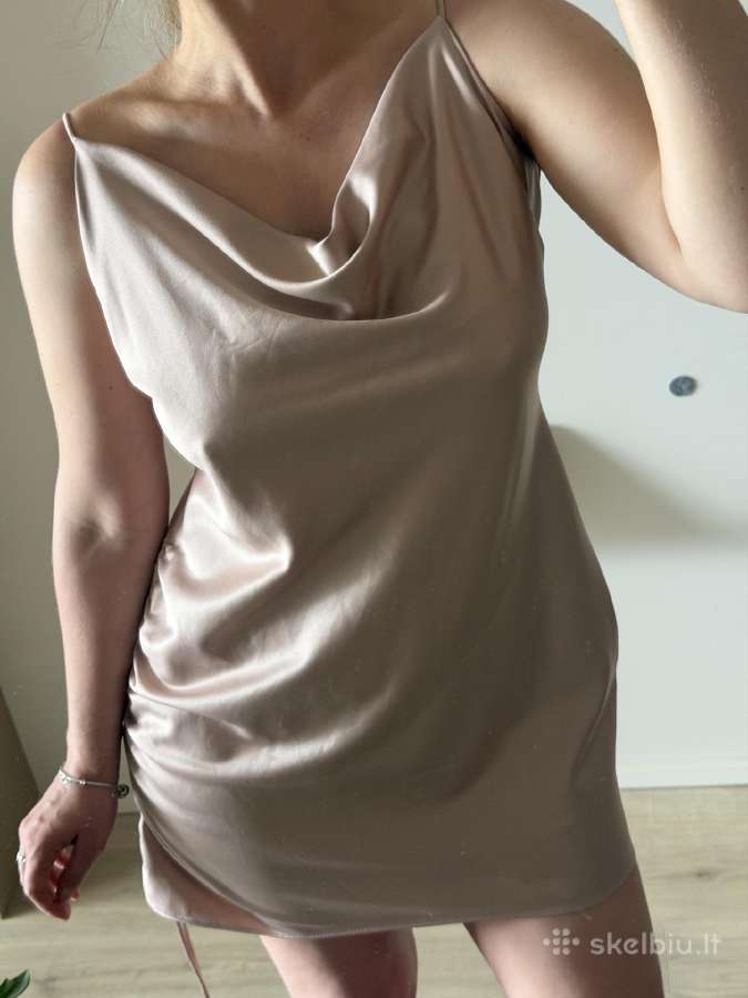 Topshop pink satin cowl neck dress, S/m - nuotraukos Nr. 2