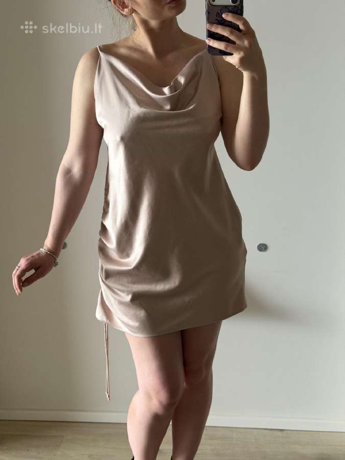 Topshop pink satin cowl neck dress, S/m - nuotraukos Nr. 3