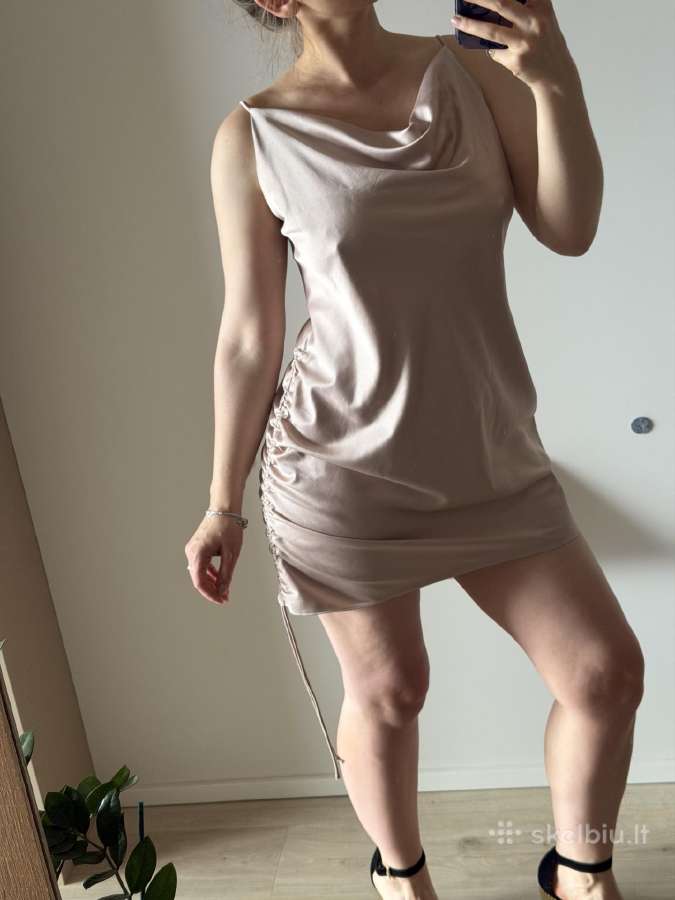 Topshop pink satin cowl neck dress, S/m - nuotraukos Nr. 4