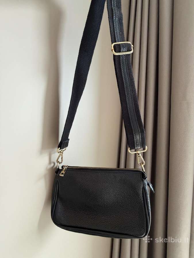 Black genuine leather shoulder/crossbody bag - nuotraukos Nr. 2