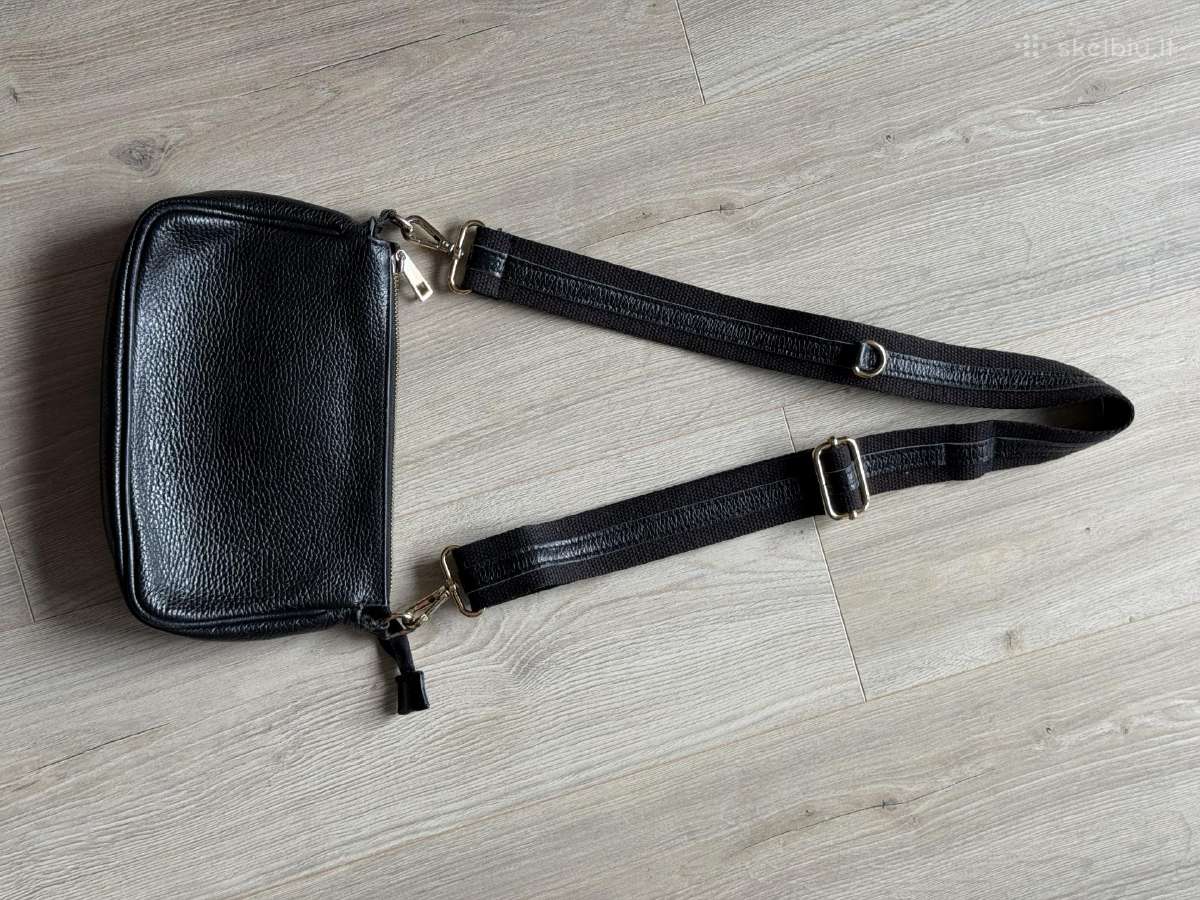 Black genuine leather shoulder/crossbody bag - nuotraukos Nr. 4