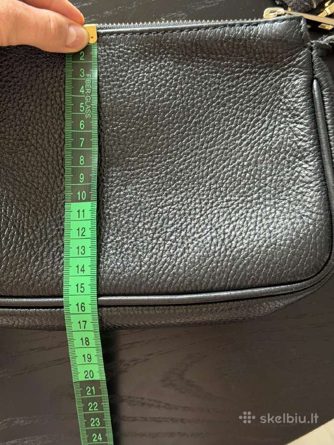Black genuine leather shoulder/crossbody bag - nuotraukos Nr. 7