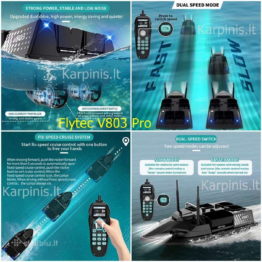 Flytec V803 Pro laivelis su GPS ir Echolotu 300 m - nuotraukos Nr. 8
