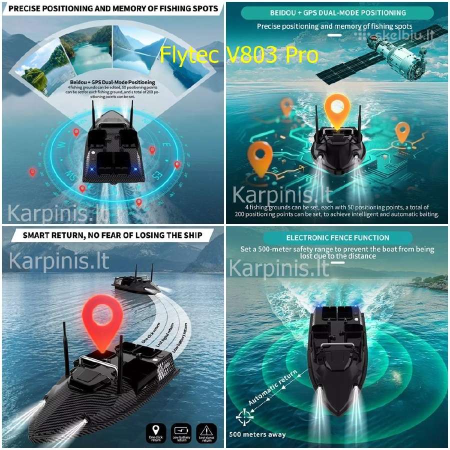 Flytec V803 Pro laivelis su GPS ir Echolotu 300 m - nuotraukos Nr. 9
