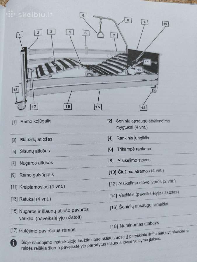 Elektrinė daugiafunkcinė slaugos lova - nuotraukos Nr. 9