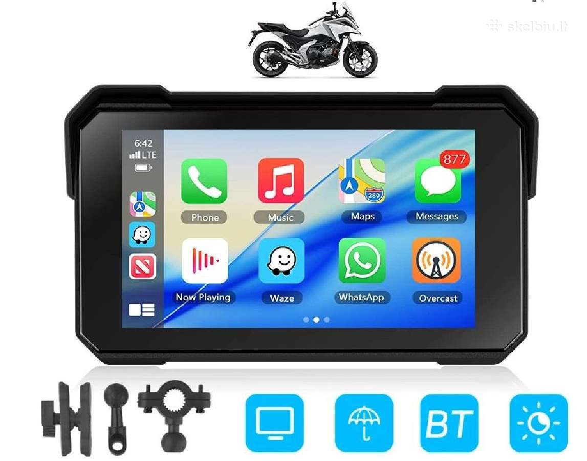 Motociklo navigacija 5' Carplay, Android Auto, Bt - nuotraukos Nr. 2