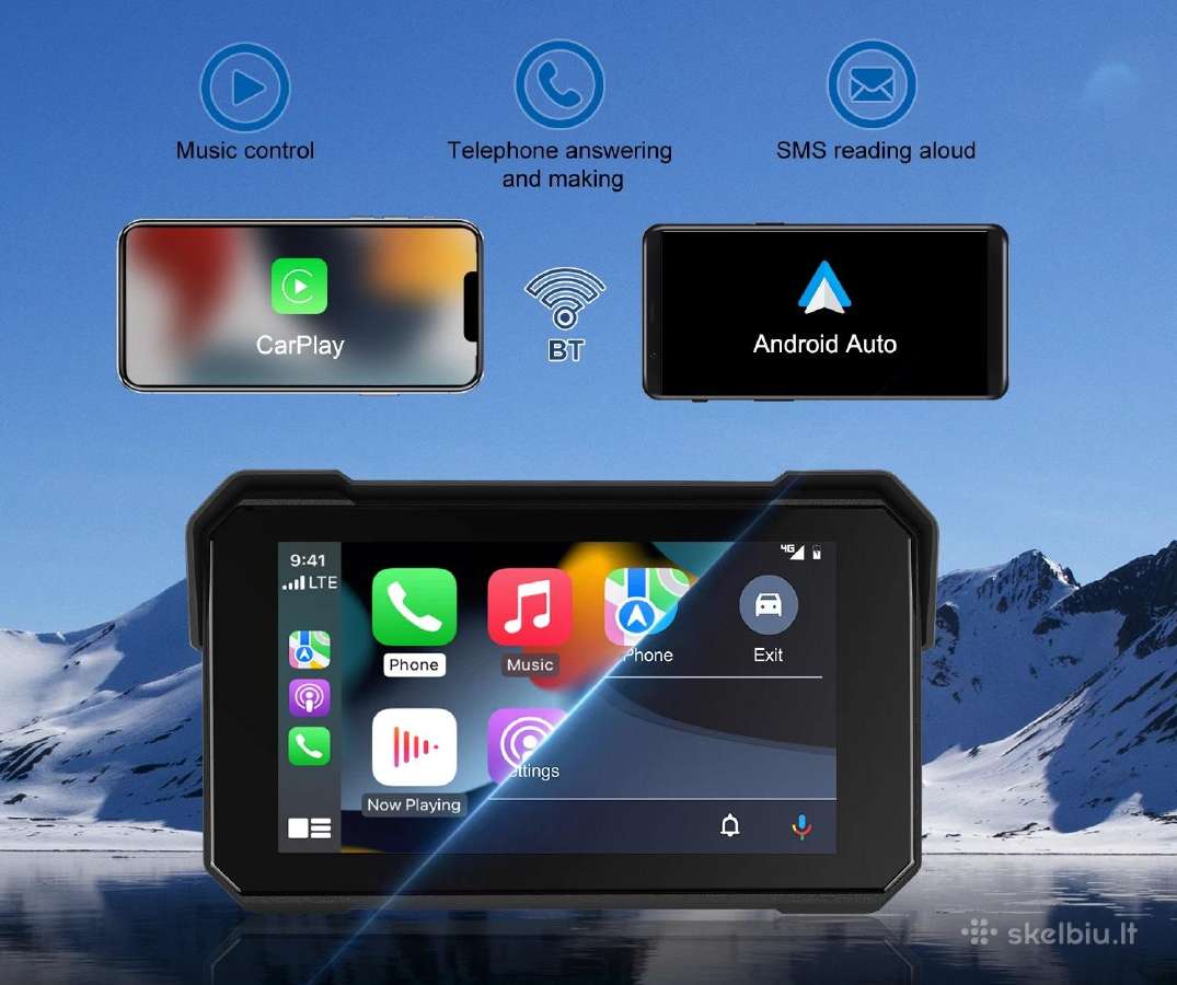 Motociklo navigacija 5' Carplay, Android Auto, Bt - nuotraukos Nr. 4