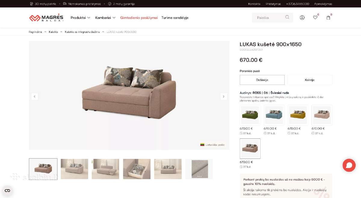 Magres-baldai sofa-lova Lukas+galimas Pristatymas - nuotraukos Nr. 8