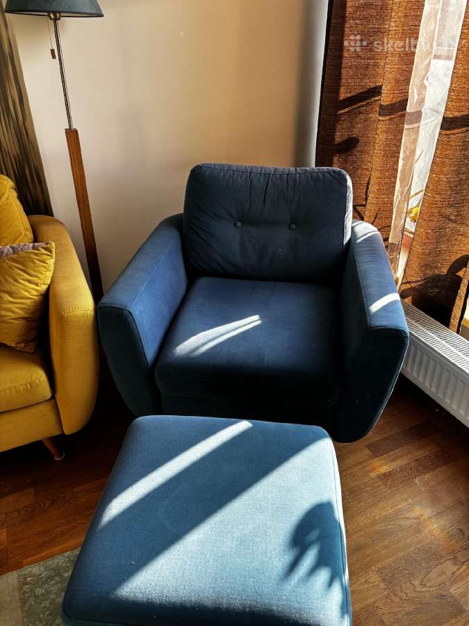 Stilingi ir ryškūs sofa-lova su foteliu ir pufu - nuotraukos Nr. 3