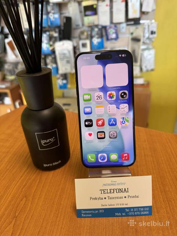 iPhone 15pro 128gb Black Titan Su Garantija - nuotraukos Nr. 2
