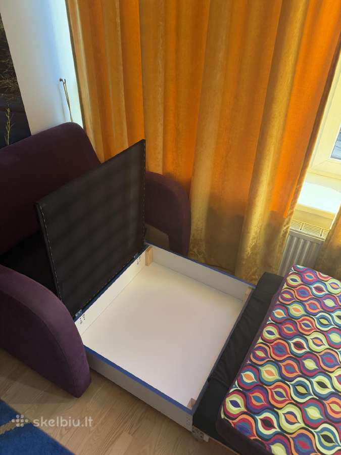 Violetinė viengulė sofa/ lova - nuotraukos Nr. 5