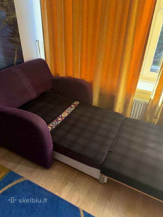 Violetinė viengulė sofa/ lova - nuotraukos Nr. 6