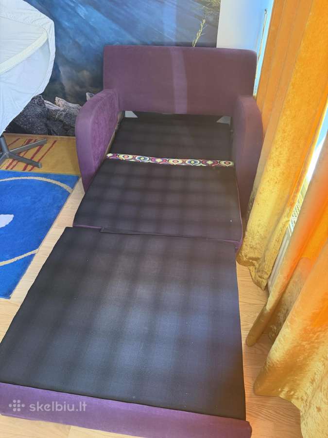 Violetinė viengulė sofa/ lova - nuotraukos Nr. 7