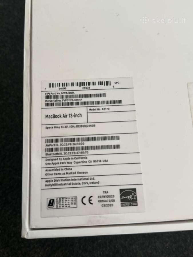 MacBook Air 13" 2020 A2179, Intel, 8 GB RAM, 256 G - nuotraukos Nr. 5