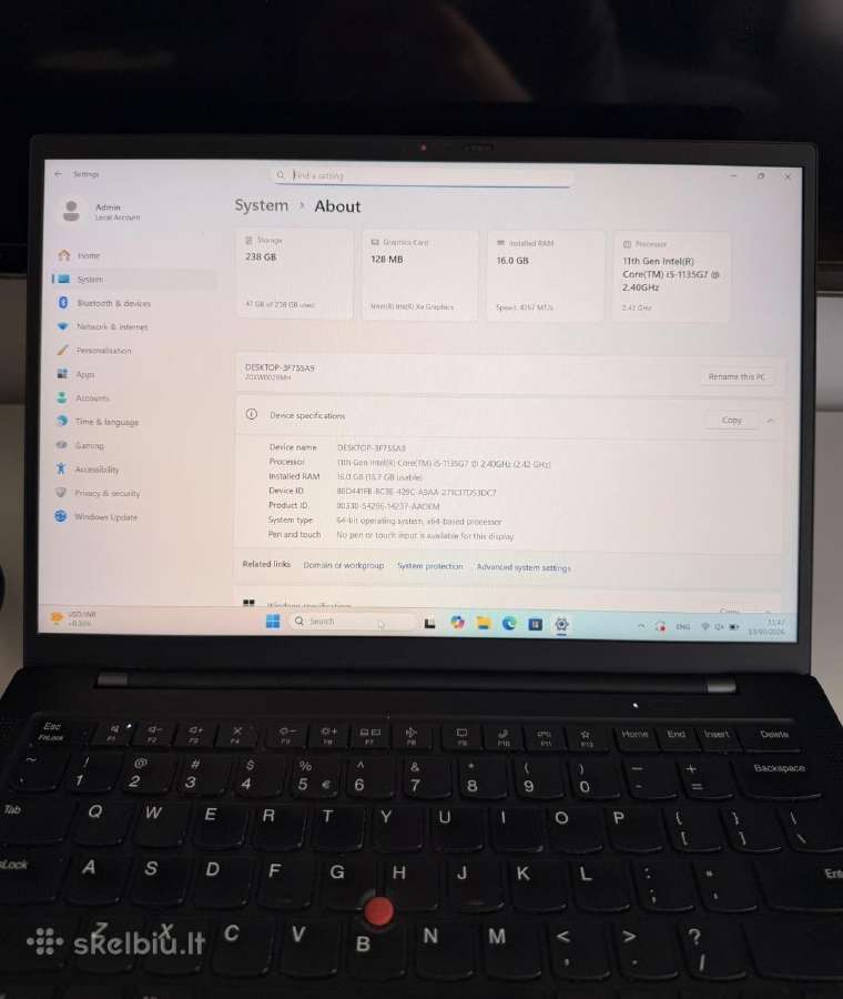 Lenovo thinkpad x1 carbon kompiuteris - nuotraukos Nr. 3