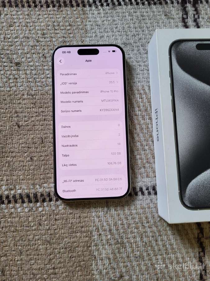 iPhone 15 Pro White Titanium - nuotraukos Nr. 2