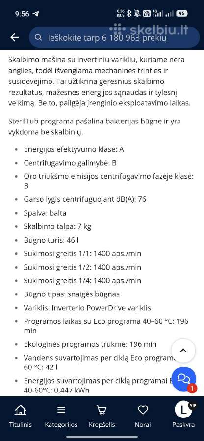 Skalbimo mašina Gorenje 7 kg - nuotraukos Nr. 6