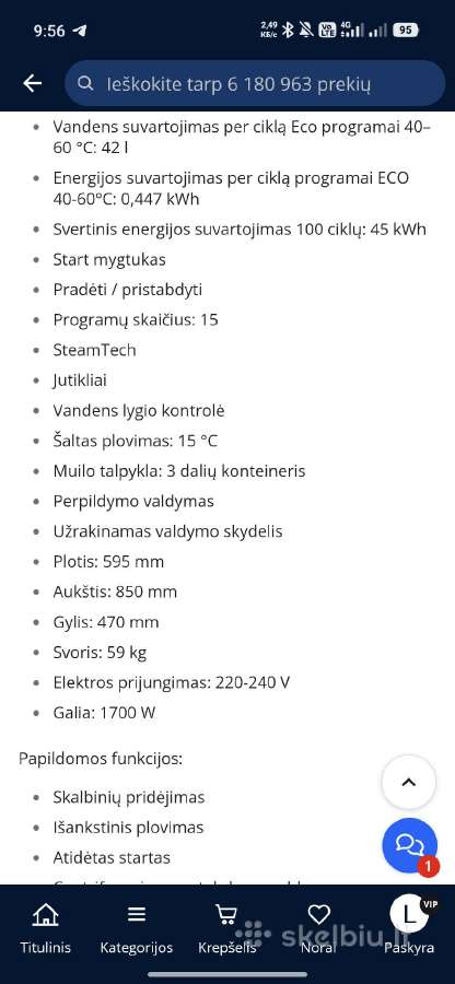 Skalbimo mašina Gorenje 7 kg - nuotraukos Nr. 7