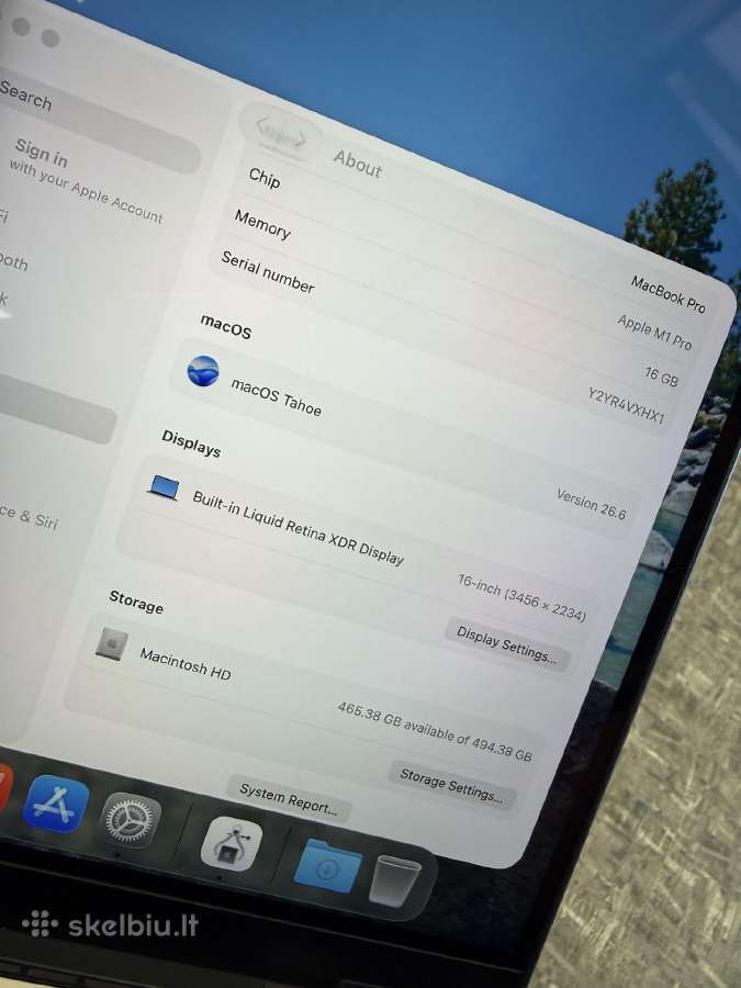 MacBook Pro 16" m1pro/16ram/512gb/97% - nuotraukos Nr. 8