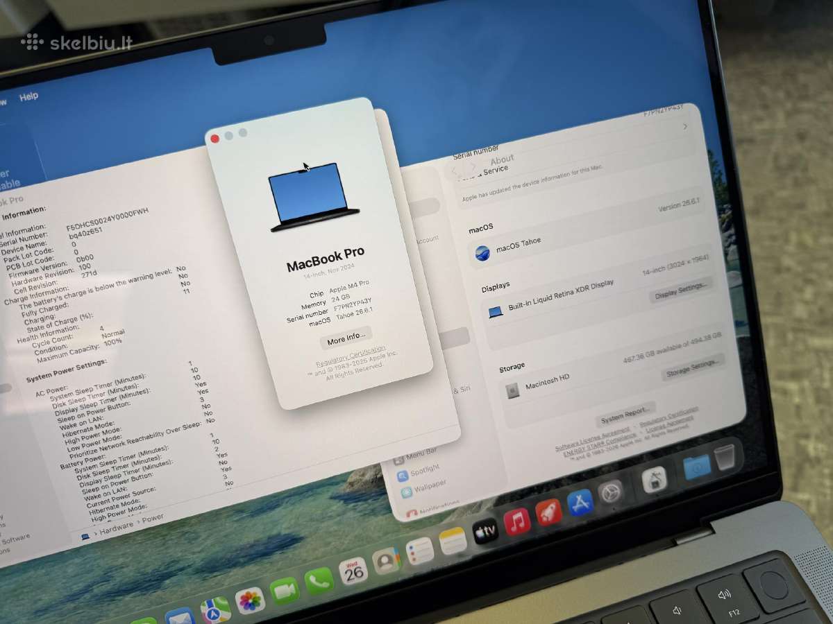 MacBook Pro 14" m4pro/24ram/512gb 100% / 2025 - nuotraukos Nr. 4