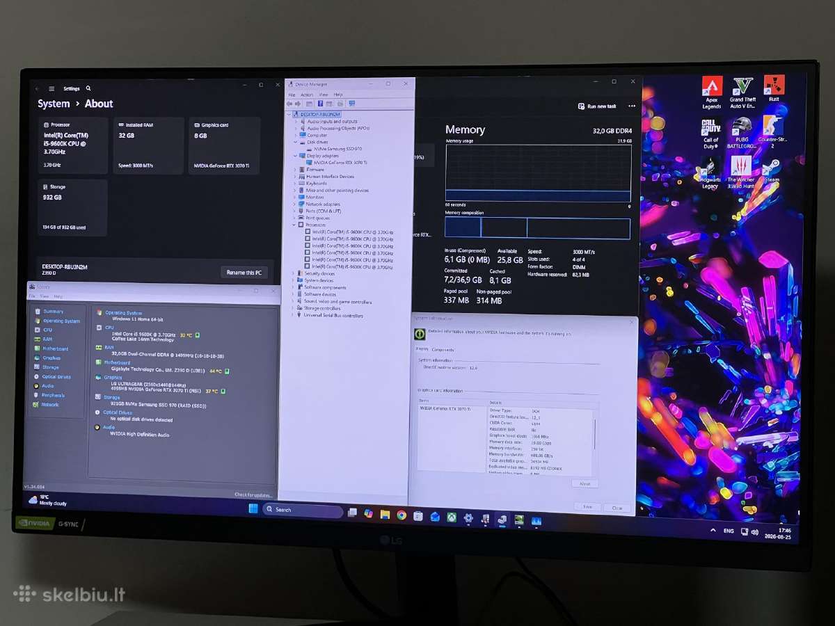 Parduodamas Stac. su Rtx 3070ti, I5, 32gb/1tb. - nuotraukos Nr. 4