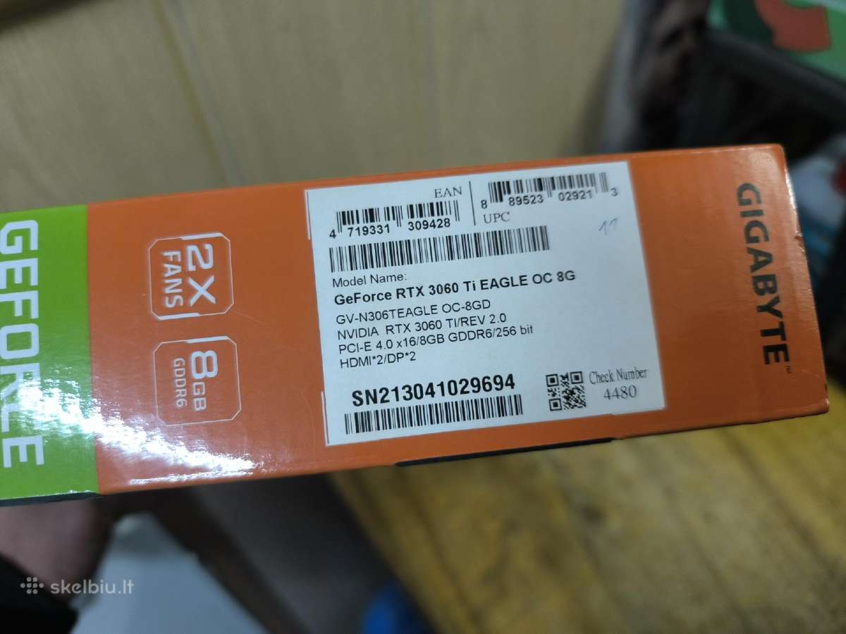 Geforce Rtx 3060 Ti Eagle Oc 8g (Rev. 2.0) Gpu - nuotraukos Nr. 12