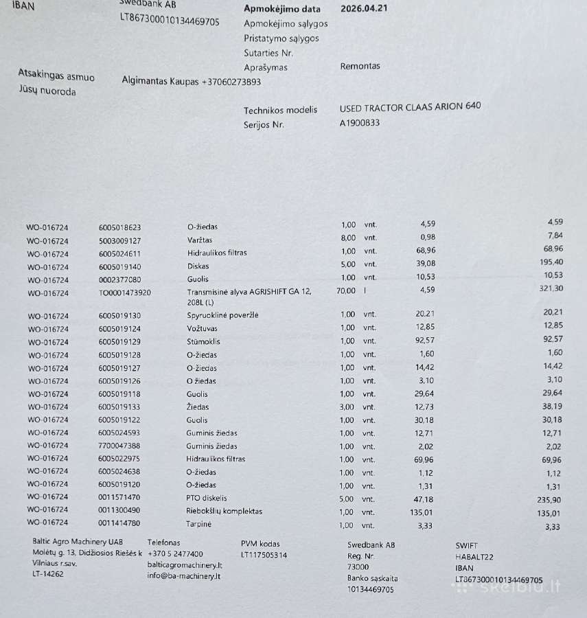 Parduodu traktori Claas Arion 640 - nuotraukos Nr. 20