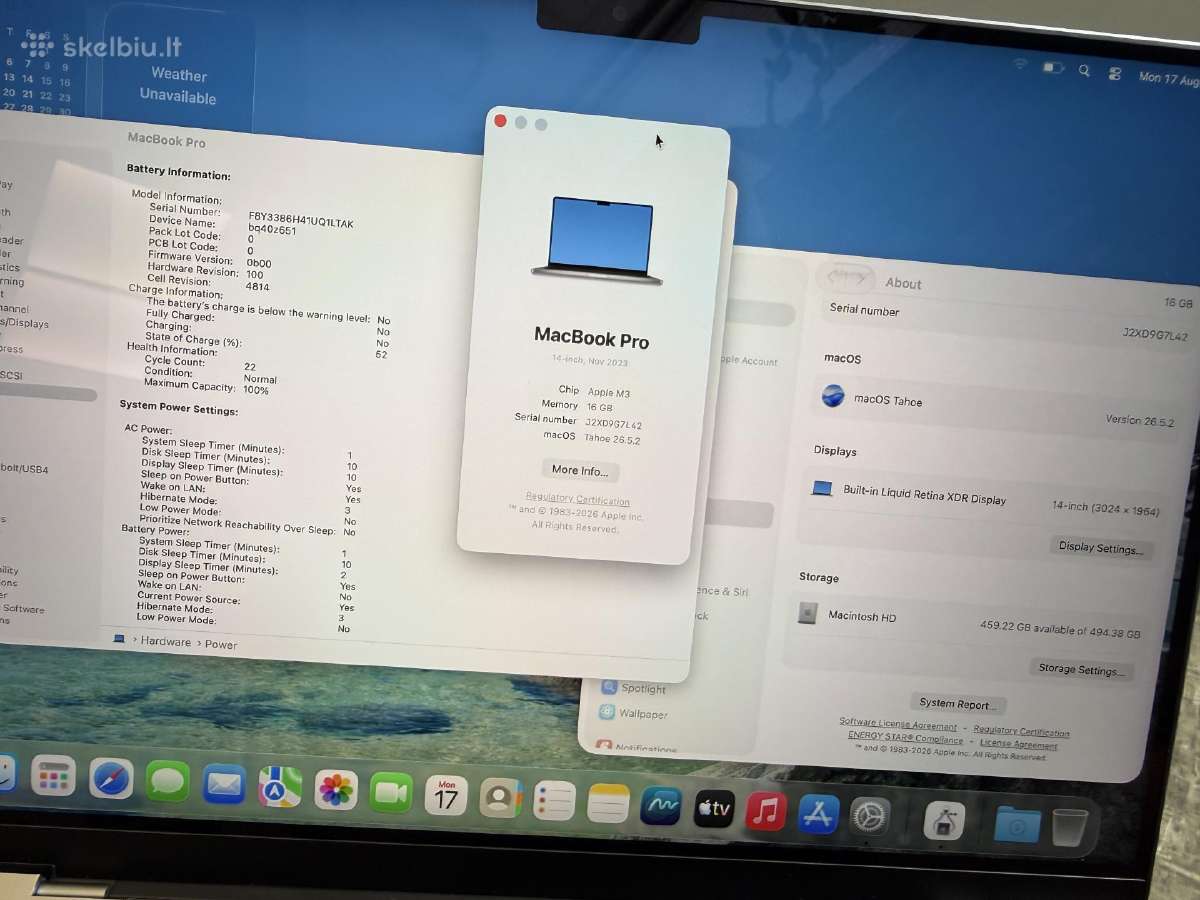 MacBook pro 14 m3pro / 16ram/ 512gb / 100% - nuotraukos Nr. 4