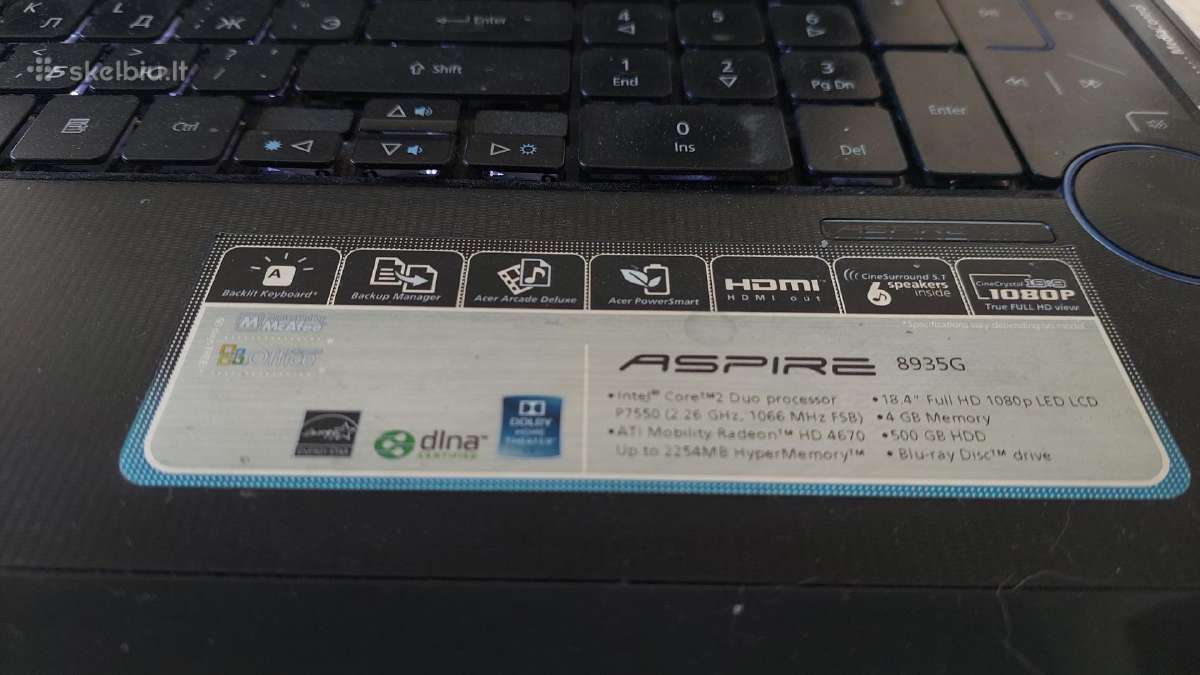 Acer aspire 8935g - nuotraukos Nr. 3
