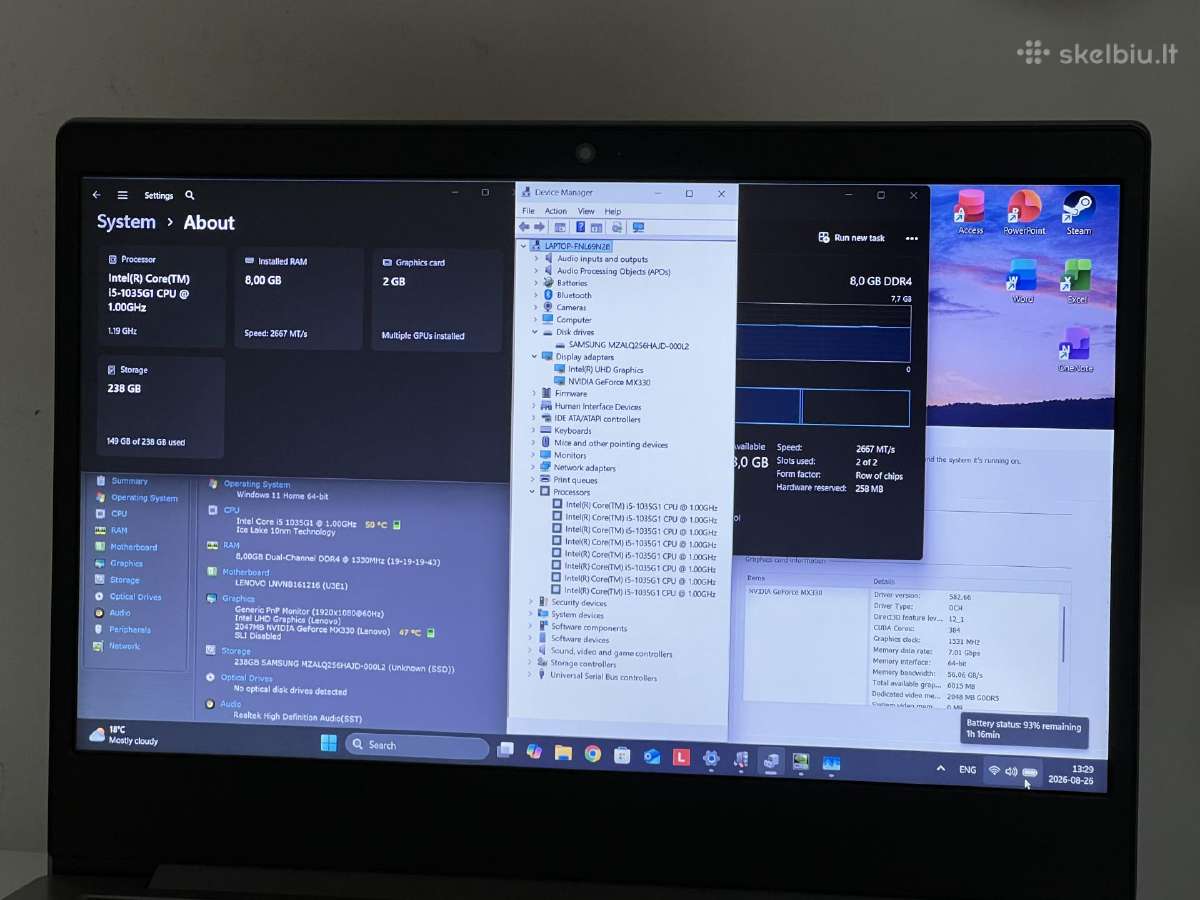 Parduodamas Ideapad 3 su I5-10k, Nvidia Mx 330. - nuotraukos Nr. 8