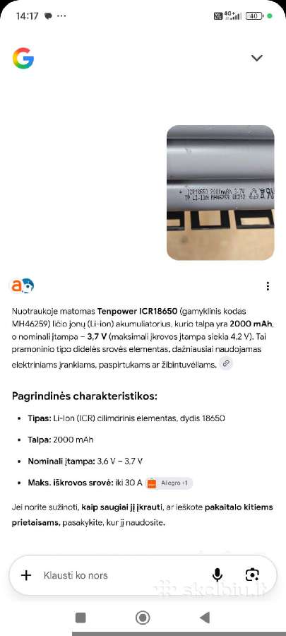 Aukštos kokybes Licio jonu celiu blokai 18650 30a - nuotraukos Nr. 13