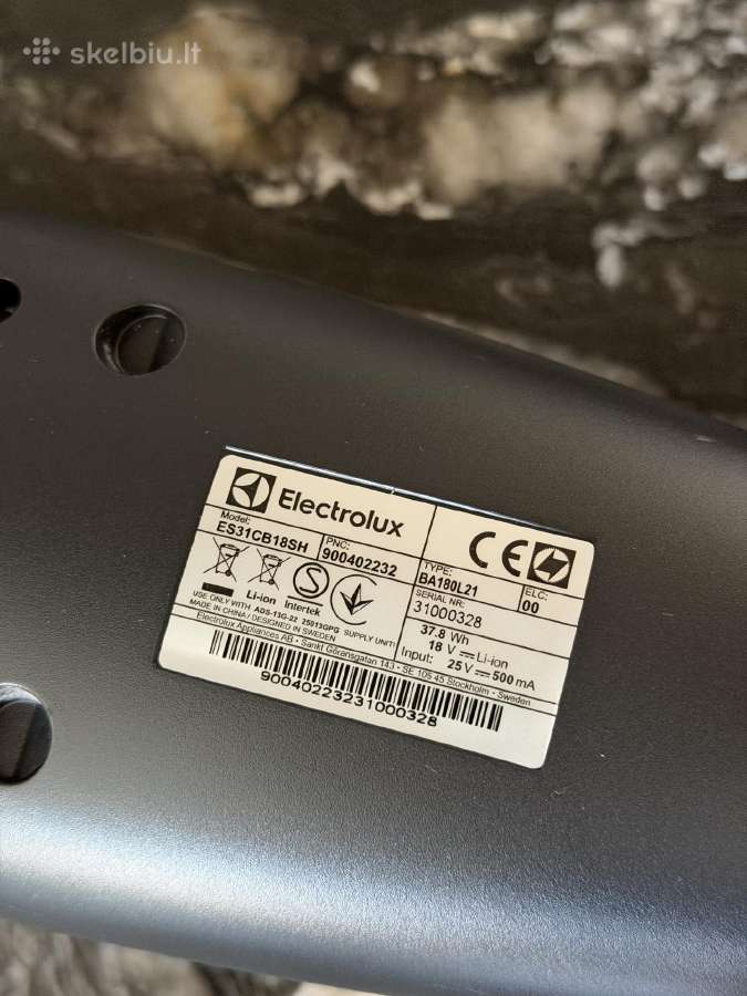 Dulkių siurblys šluota - Electrolux Es31cb18sh - nuotraukos Nr. 9
