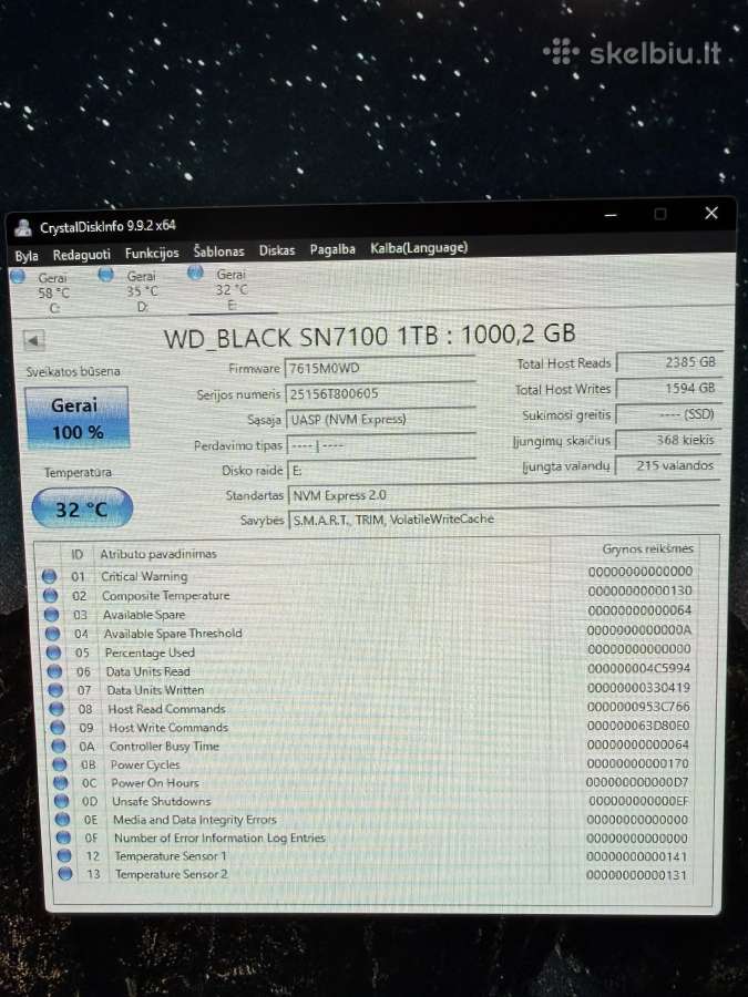 Wd Sn7100 1tb - nuotraukos Nr. 2