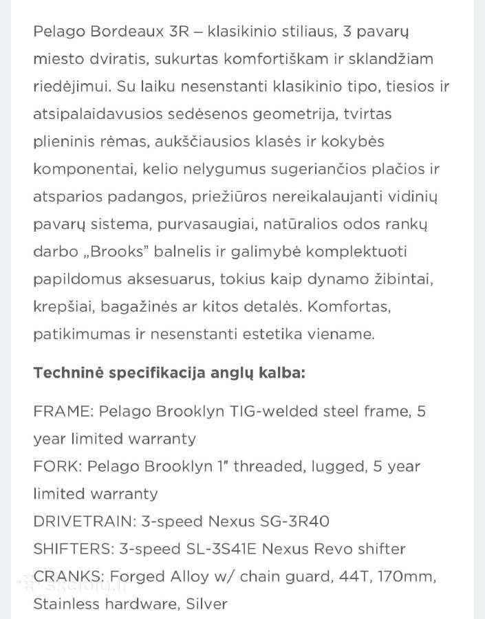 Pelago moteriškas miesto dviratis - nuotraukos Nr. 13
