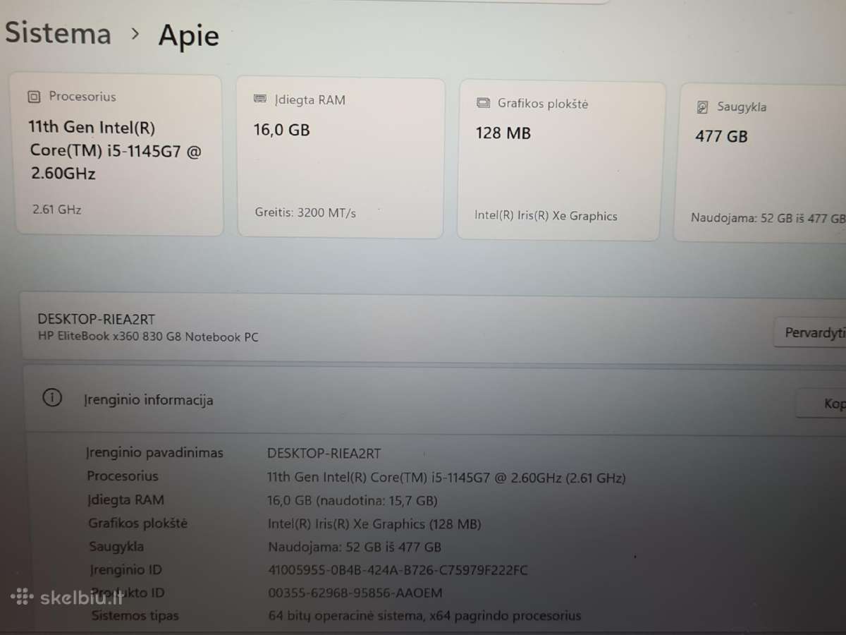 Hp Elitebook x360 830 G8 (Touch) – 16/512gb - nuotraukos Nr. 4