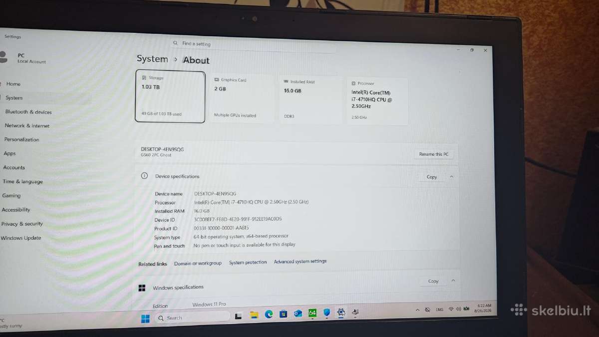 Msi Gs60 2pc Ghost, 15.6"fhd - nuotraukos Nr. 4