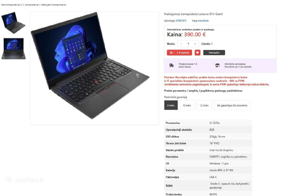 Lenovo Thinkpad e14 su Ryzen g6 ir g4 su i5-12gen - nuotraukos Nr. 2